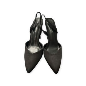 Slingback Γόβα Σατέν Μαύρη με Φιάπα - Image 4
